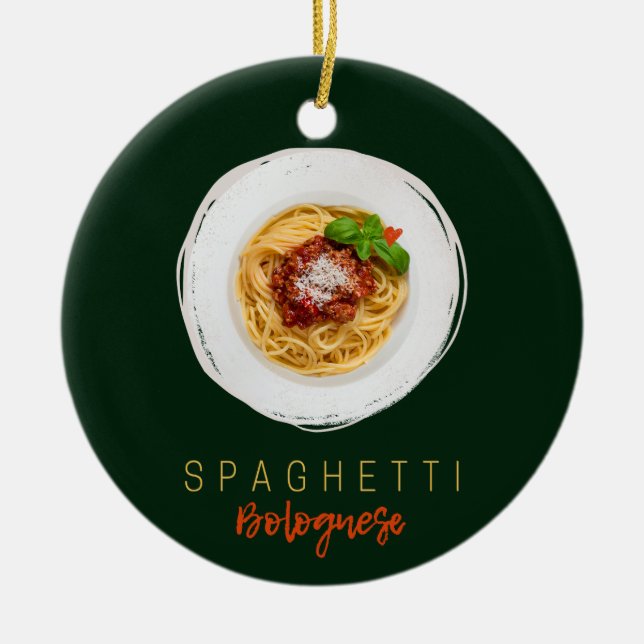Spaghetti bolognese pasta noodle gourmet chef lugg ceramic tree decoration (Front)