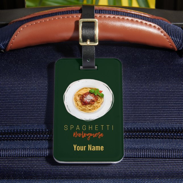 Spaghetti bolognese pasta noodle gourmet chef luggage tag (Front Insitu 2)