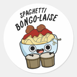 Spaghetti Bongolaise Funny Food Pun   Classic Round Sticker