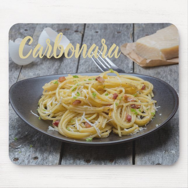 Spaghetti Carbonara Pasta with Bacon and Parmesan  Mouse Mat (Front)