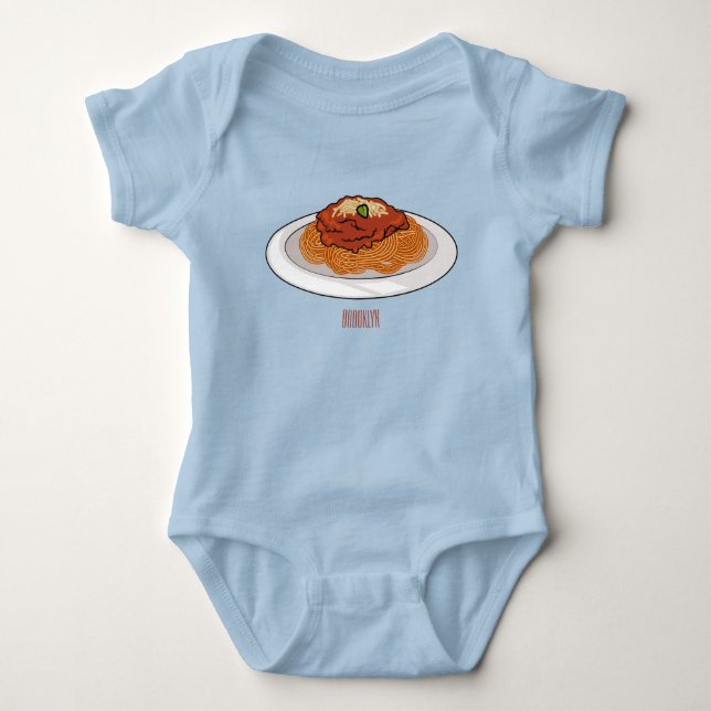  Spaghetti cartoon illustration Baby Bodysuit (Front)