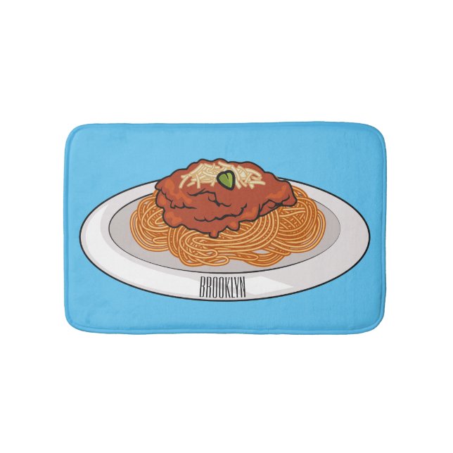  Spaghetti cartoon illustration Bath Mat (Front)