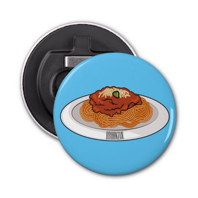  Spaghetti cartoon illustration Bottle Opener (Front)