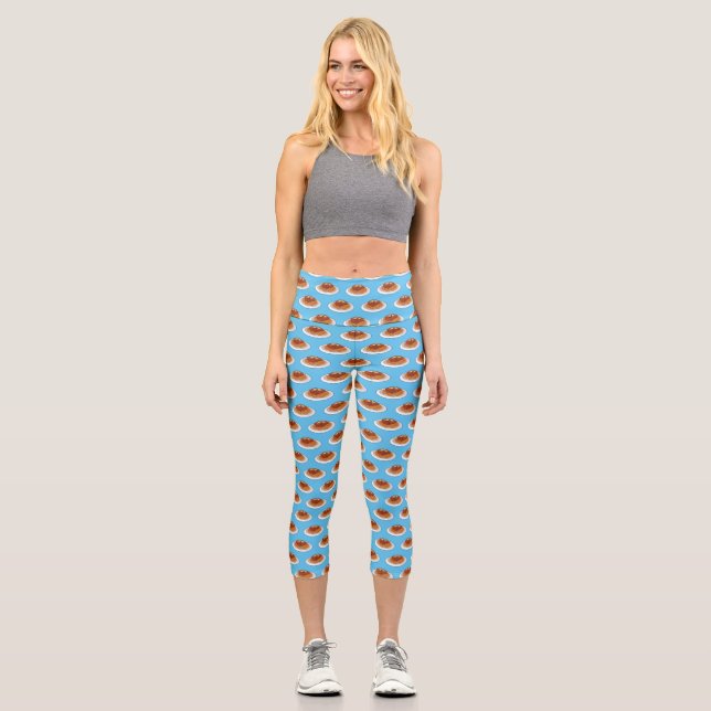  Spaghetti cartoon illustration Capri Leggings (Front)