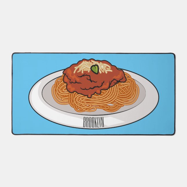 Spaghetti cartoon illustration Desk Mat (Front)