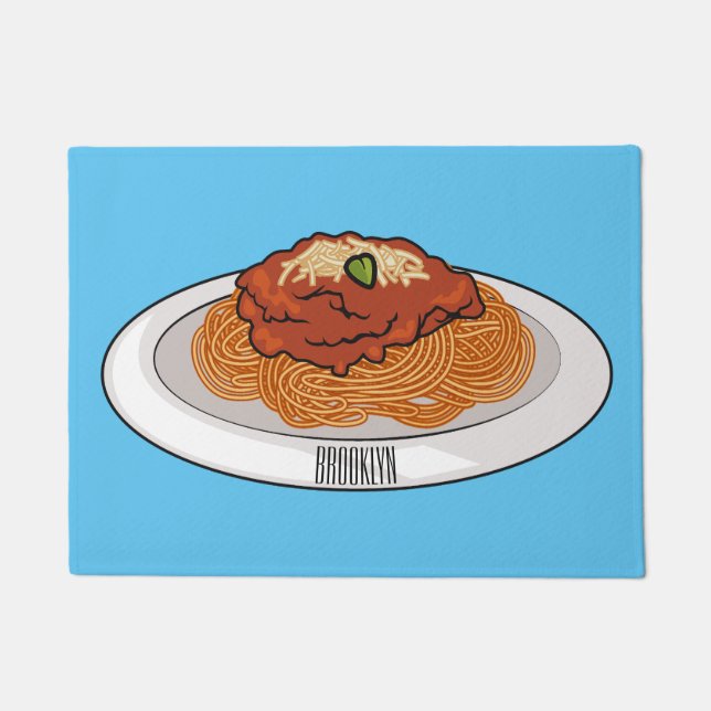  Spaghetti cartoon illustration Doormat (Front)
