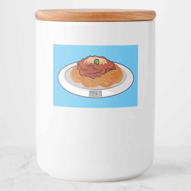  Spaghetti cartoon illustration Food Label (Front)
