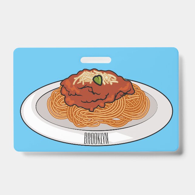 Spaghetti cartoon illustration ID Badge (Front)