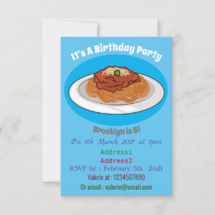  Spaghetti cartoon illustration Invitation