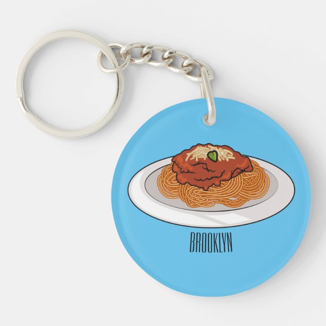  Spaghetti cartoon illustration Key Ring (Front)