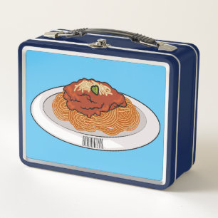 Spaghetti cartoon illustration Metal Lunch Box