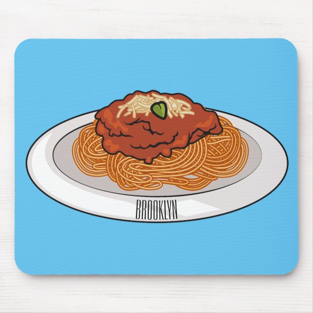  Spaghetti cartoon illustration Mouse Mat (Front)