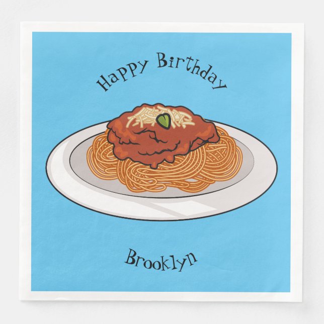  Spaghetti cartoon illustration Napkin (Front)