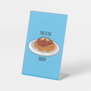  Spaghetti cartoon illustration Pedestal Sign
