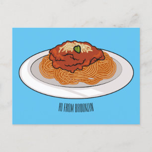  Spaghetti cartoon illustration Postcard