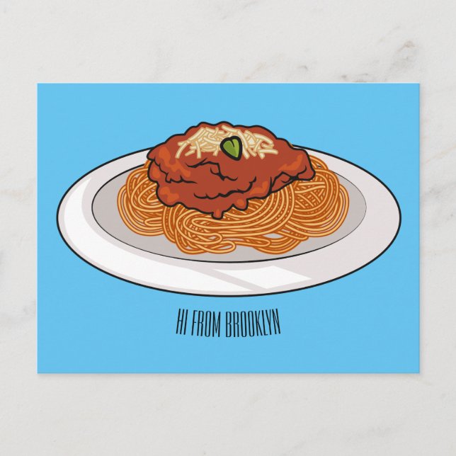 Spaghetti cartoon illustration Postcard (Front)