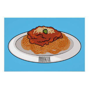 Spaghetti cartoon illustration Poster