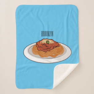 Spaghetti cartoon illustration Sherpa Blanket