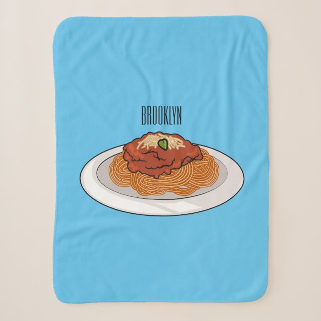 Spaghetti cartoon illustration Sherpa Blanket (Front)