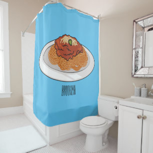 Spaghetti cartoon illustration Shower Curtain
