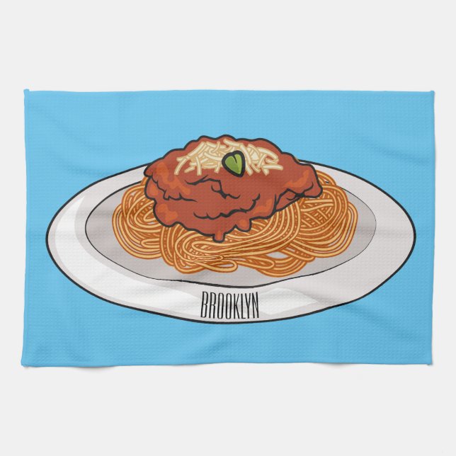  Spaghetti cartoon illustration Tea Towel (Horizontal)