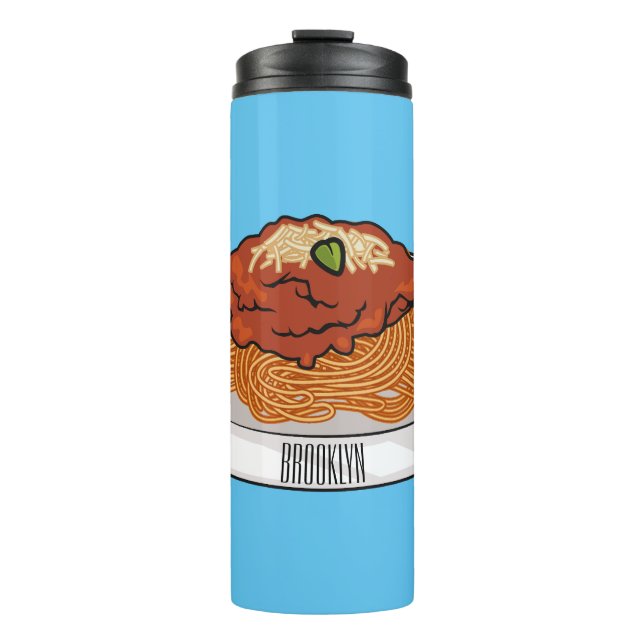  Spaghetti cartoon illustration Thermal Tumbler (Front)