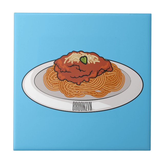  Spaghetti cartoon illustration Tile (Front)