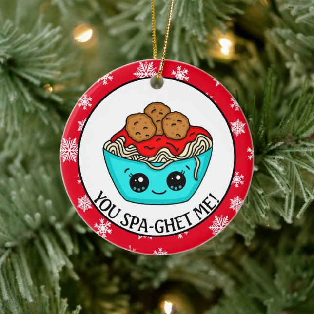 Spaghetti Christmas Ornament | Romantic Pun (Tree)
