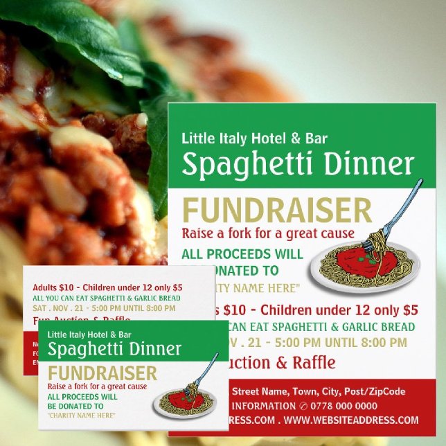 Spaghetti Dinner Fundraiser Event Business Card (Creator Uploaded)