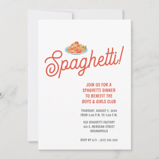 Spaghetti Dinner Fundraiser Invitation (Front)