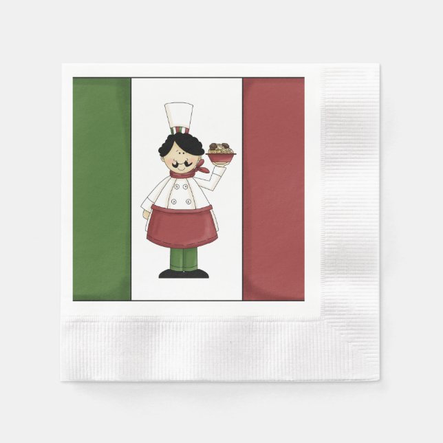 Spaghetti Dinner Italian chef paper plate Napkin (Front)