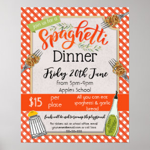 spaghetti dinner Italian school church fundraiser  Poster