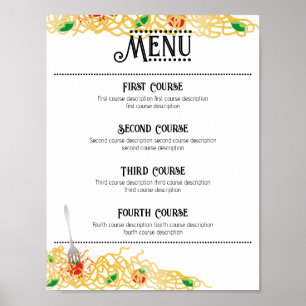 spaghetti Italian pasta dinner party catering menu Poster