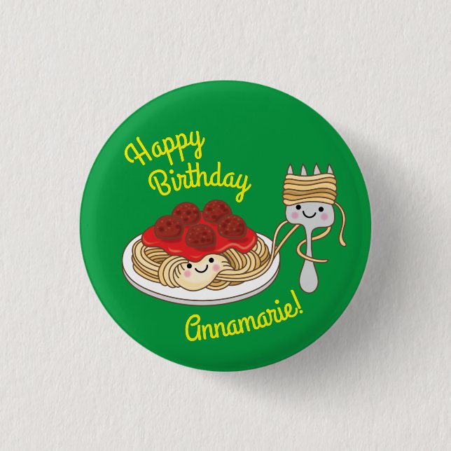 Spaghetti Kids Birthday Party Meatballs 3 Cm Round Badge (Front)