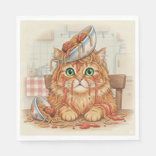 Spaghetti Kitty, Orange, Napkins