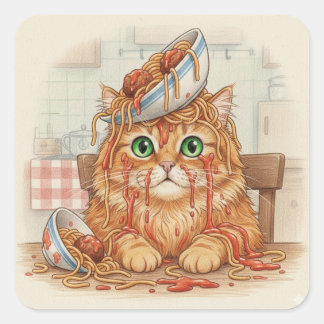 Spaghetti Kitty, Orange, Stickers