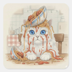 Spaghetti Kitty, White, Stickers