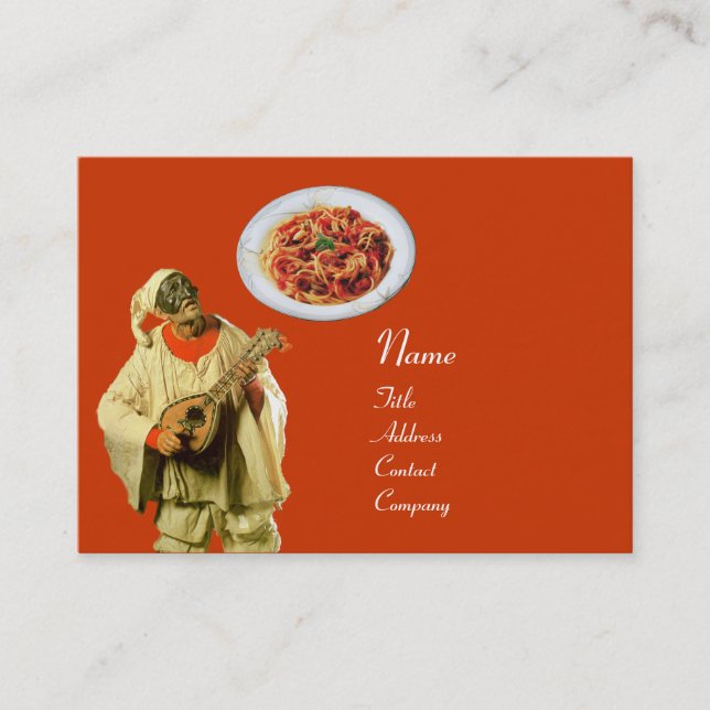 SPAGHETTI & MANDOLIN ITALIAN KITCHEN,black orange Business Card (Front)