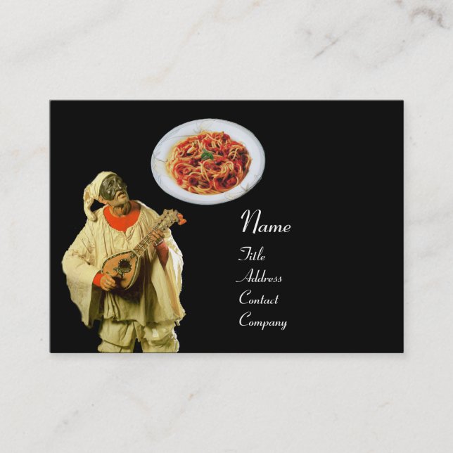 SPAGHETTI & MANDOLIN ITALIAN KITCHEN,black red Business Card (Front)