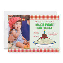 Spaghetti & Meatballs 1st Birthday Invitation