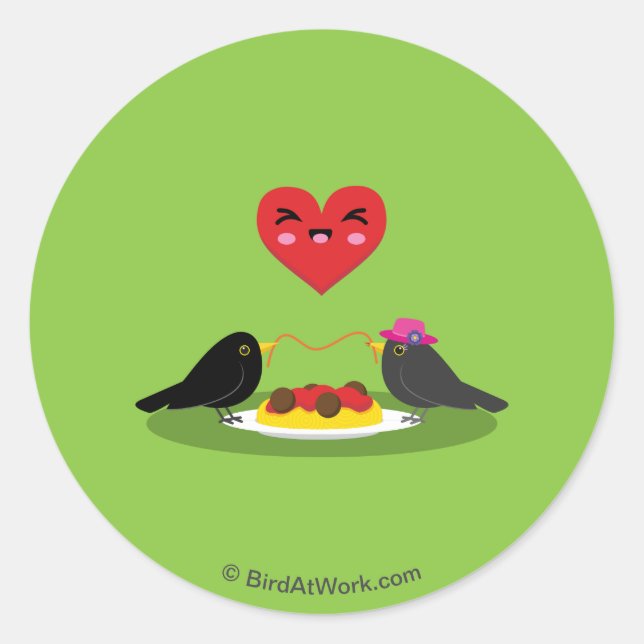 Spaghetti Meatballs Romantic Date Classic Round Sticker (Front)