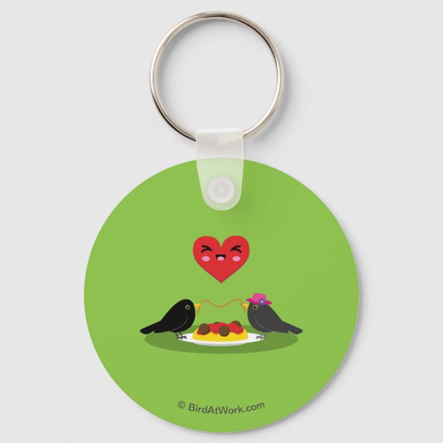 Spaghetti Meatballs Romantic Date Key Ring (Front)