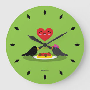 Spaghetti Meatballs Romantic Date Large Clock