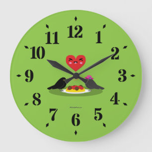 Spaghetti Meatballs Romantic Date Large Clock