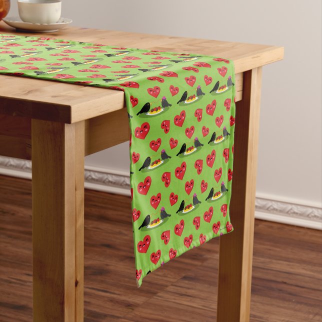 Spaghetti Meatballs Romantic Date Pattern Medium Table Runner (In Situ)