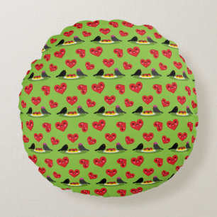 Spaghetti Meatballs Romantic Date Pattern Round Cushion