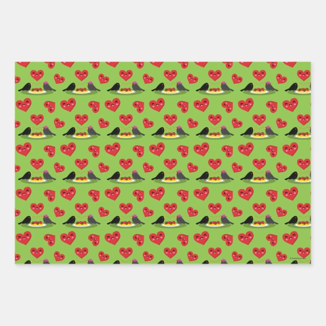 Spaghetti Meatballs Romantic Date Pattern Wrapping Paper Sheet (Front)
