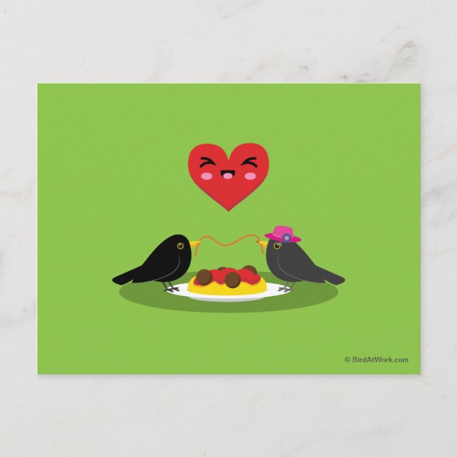 Spaghetti Meatballs Romantic Date Postcard (Front)