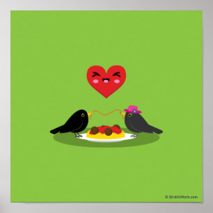 Spaghetti Meatballs Romantic Date Poster