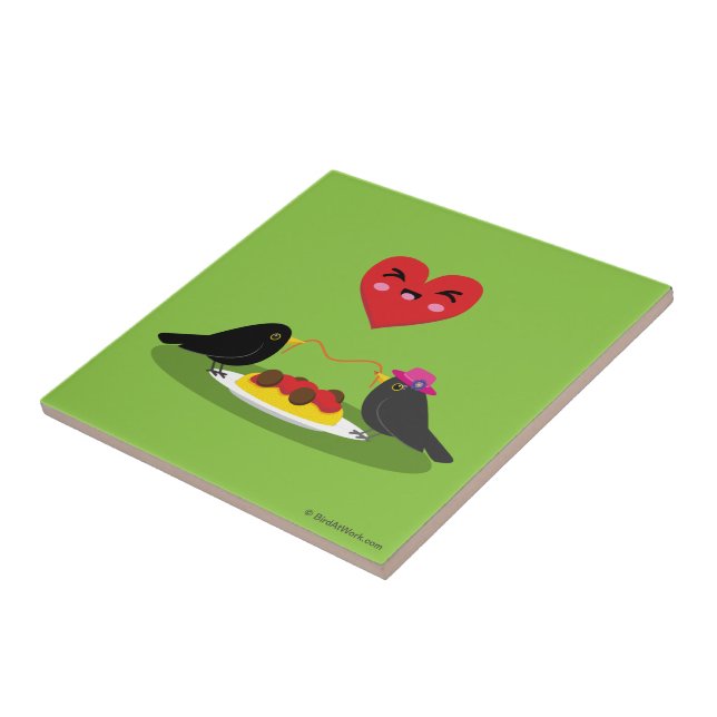 Spaghetti Meatballs Romantic Date Tile (Side)